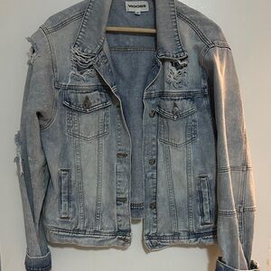 Vigoss Faded Blue Distressed Denim Jacket
